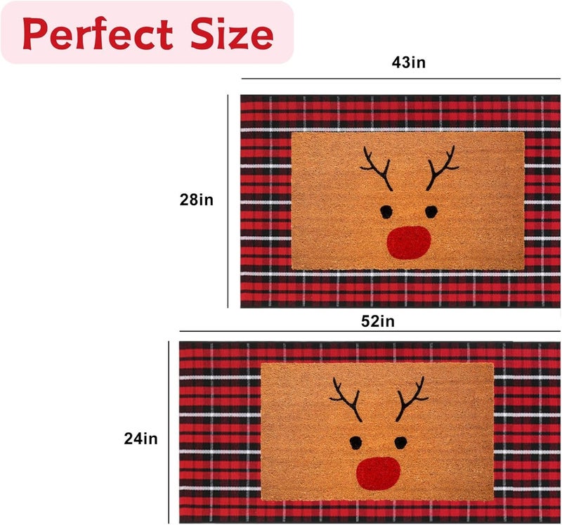 Fallovea Christmas Rugs Red and Black Plaid, 28” x 43” Area Rug Outdoor Indoor Front Porch Doormat Cotton Hand-Woven Layered Door Mats for Entryway Patio Entryway Laundry Bedroom Living Room - Image 2